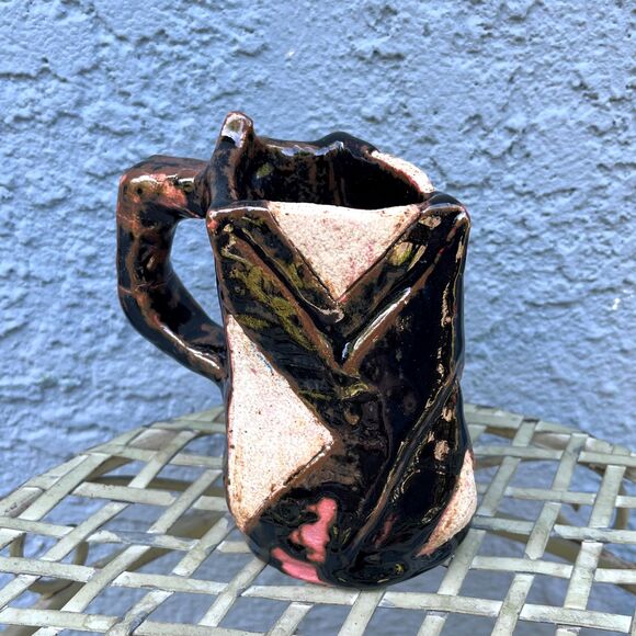 Vintage Brutalist Pottery Funky Abstract Pitcher Vase unique decor - Picture 1 of 10
